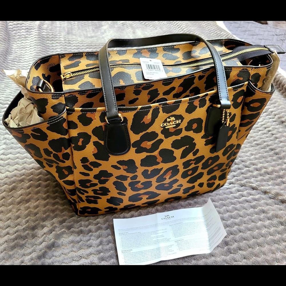 Coach leopard print diaper bag